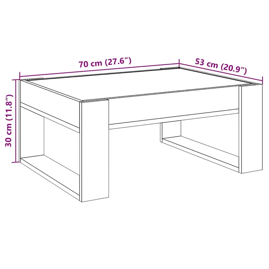 Table basse avec LED infini noir 70x53x30 cm - 13