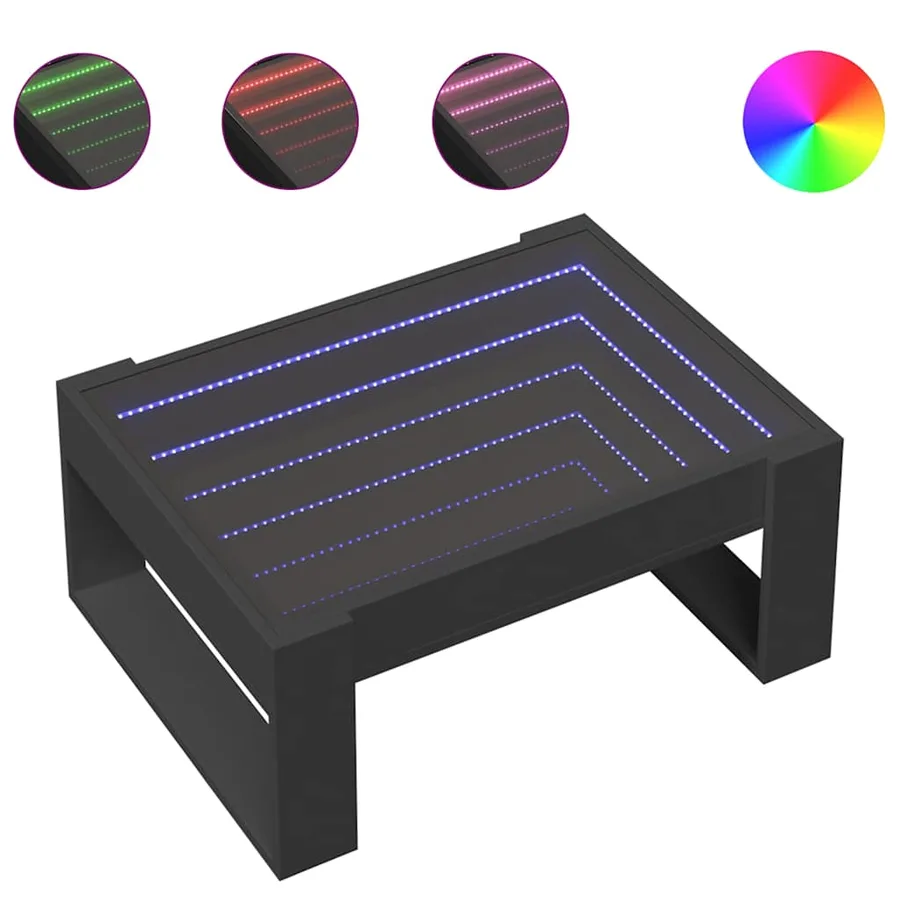 Table basse avec LED infini noir 70x53x30 cm - 2