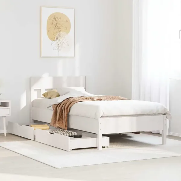 Cadre de lit sans matelas blanc 90x200 cm bois de pin massif