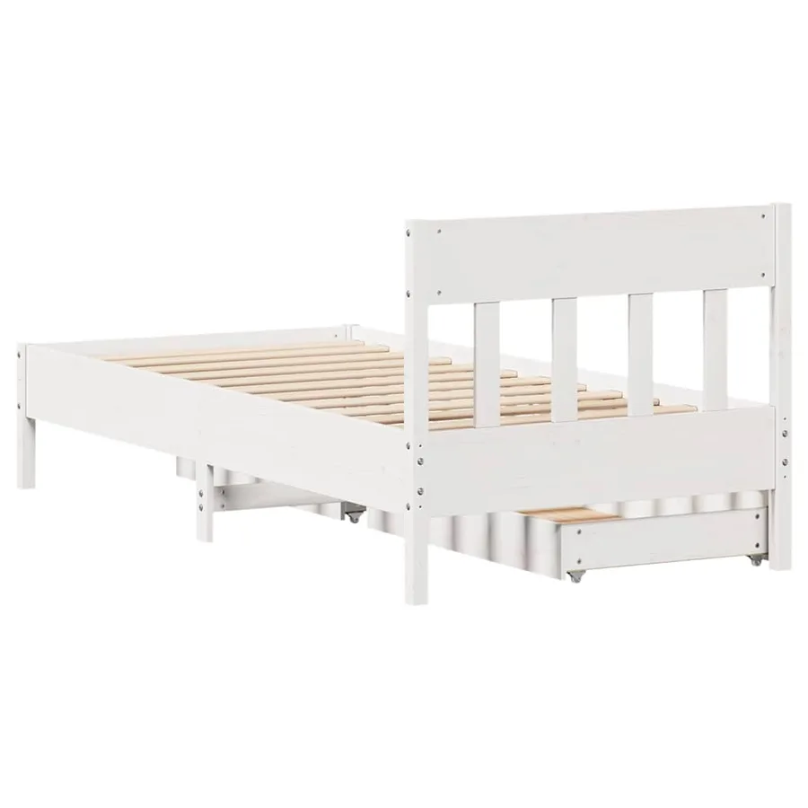 Cadre de lit sans matelas blanc 90x200 cm bois de pin massif - 8