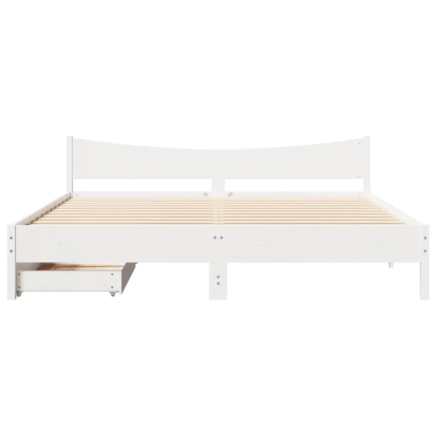 Cadre de lit avec tiroirs blanc 180x200 cm bois de pin massif - 4