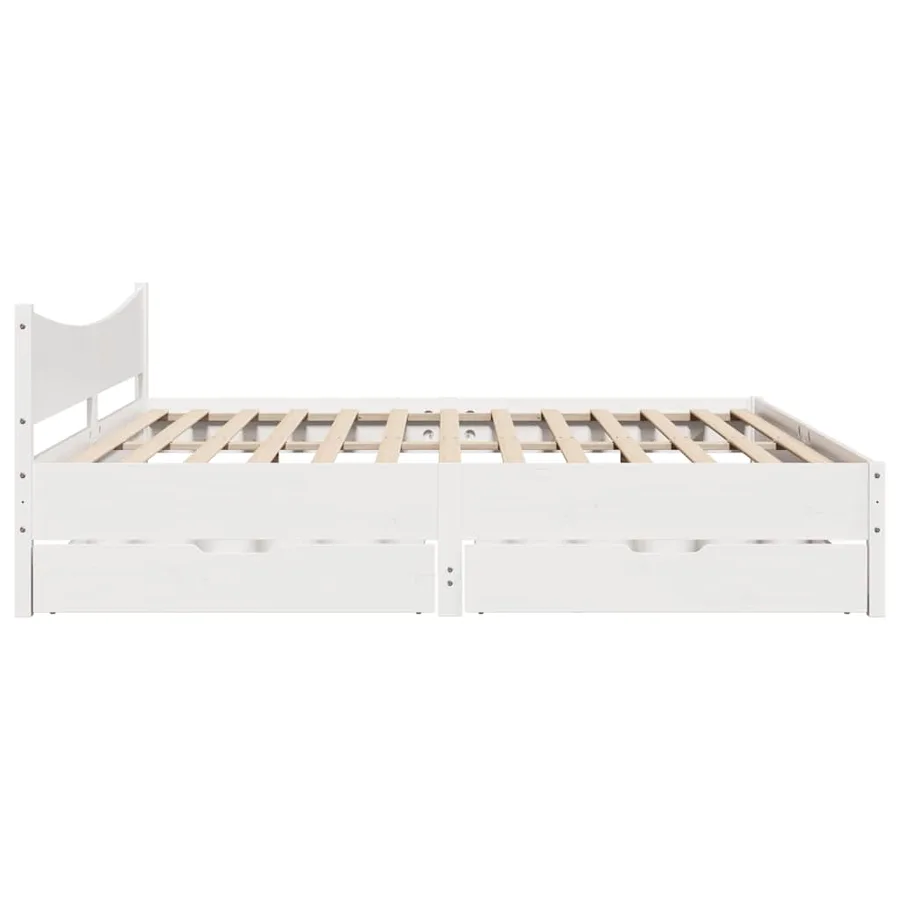 Cadre de lit avec tiroirs blanc 180x200 cm bois de pin massif - 7