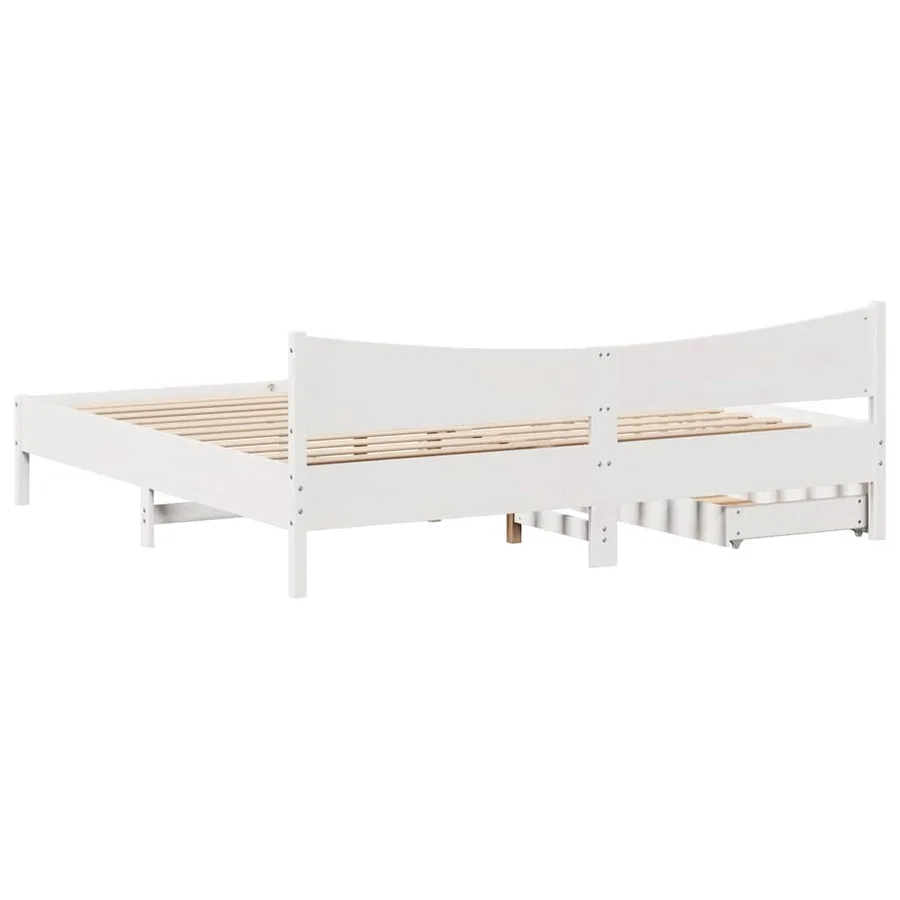 Cadre de lit avec tiroirs blanc 180x200 cm bois de pin massif - 8