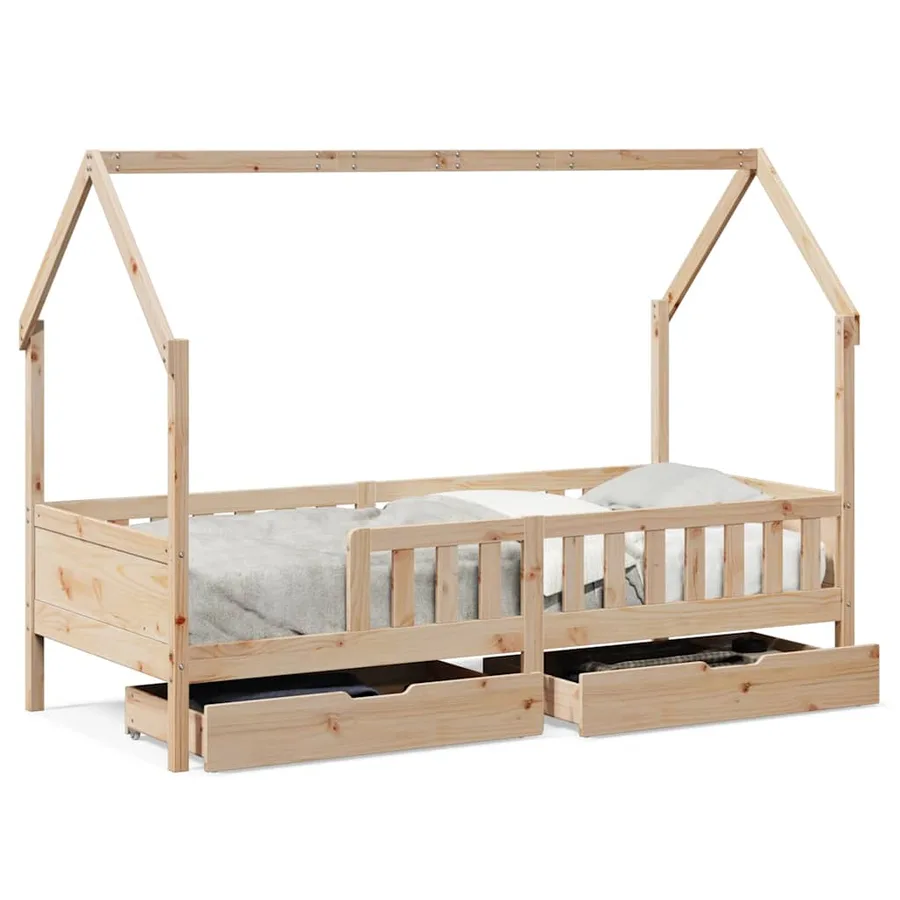 Cadre de lit enfants avec tiroirs sans matelas 80x200 cm bois - 2
