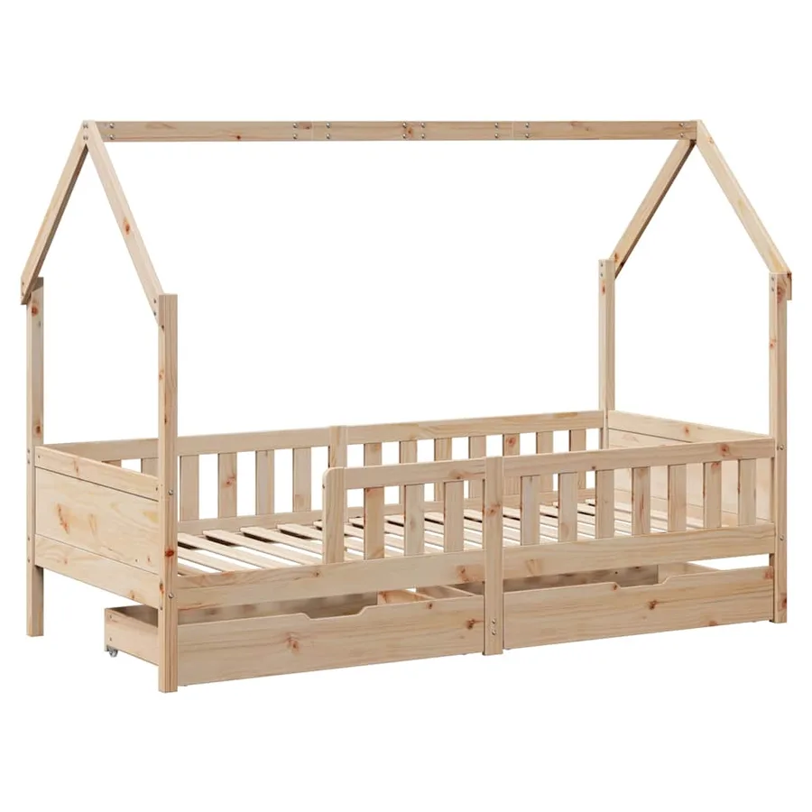 Cadre de lit enfants avec tiroirs sans matelas 80x200 cm bois - 3
