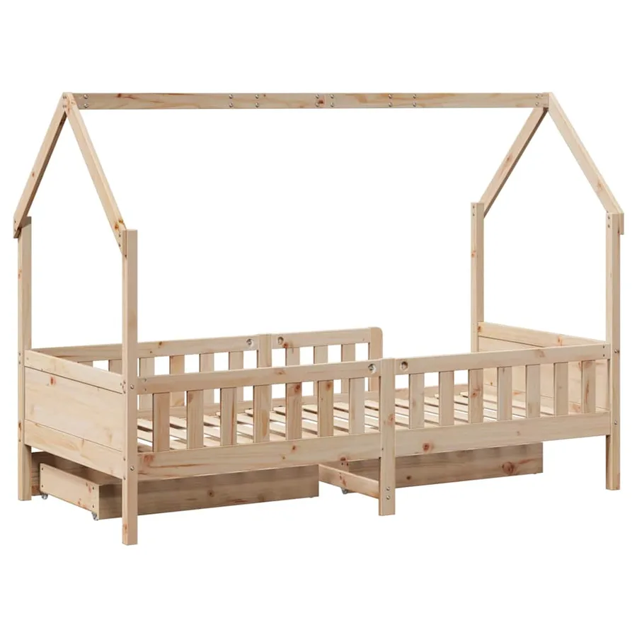 Cadre de lit enfants avec tiroirs sans matelas 80x200 cm bois - 8