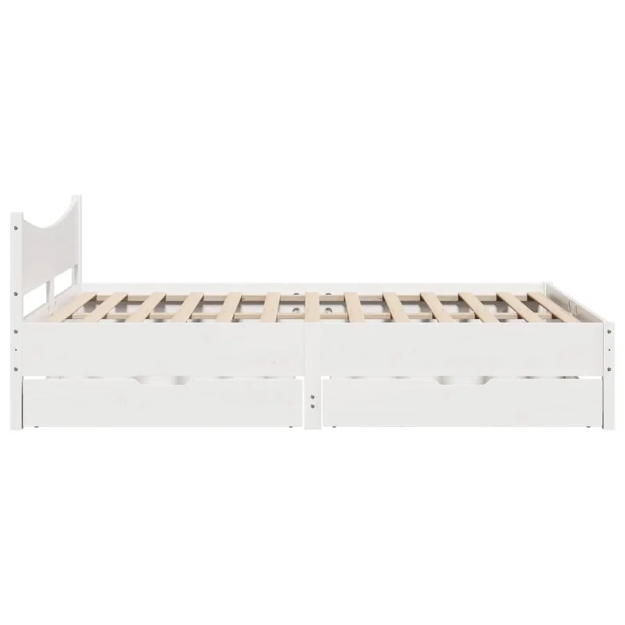 Cadre de lit avec tiroirs blanc 140x200 cm bois de pin massif - 7