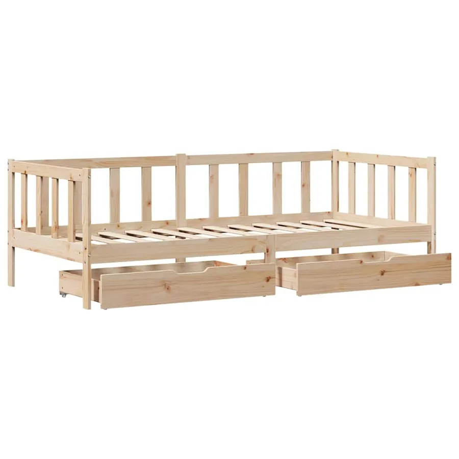 Lit de jour avec tiroirs sans matelas 80x200 cm bois massif - 8