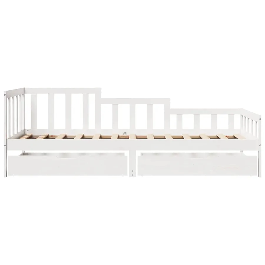 Lit de jour et tiroirs sans matelas blanc 80x200 cm bois massif - 4