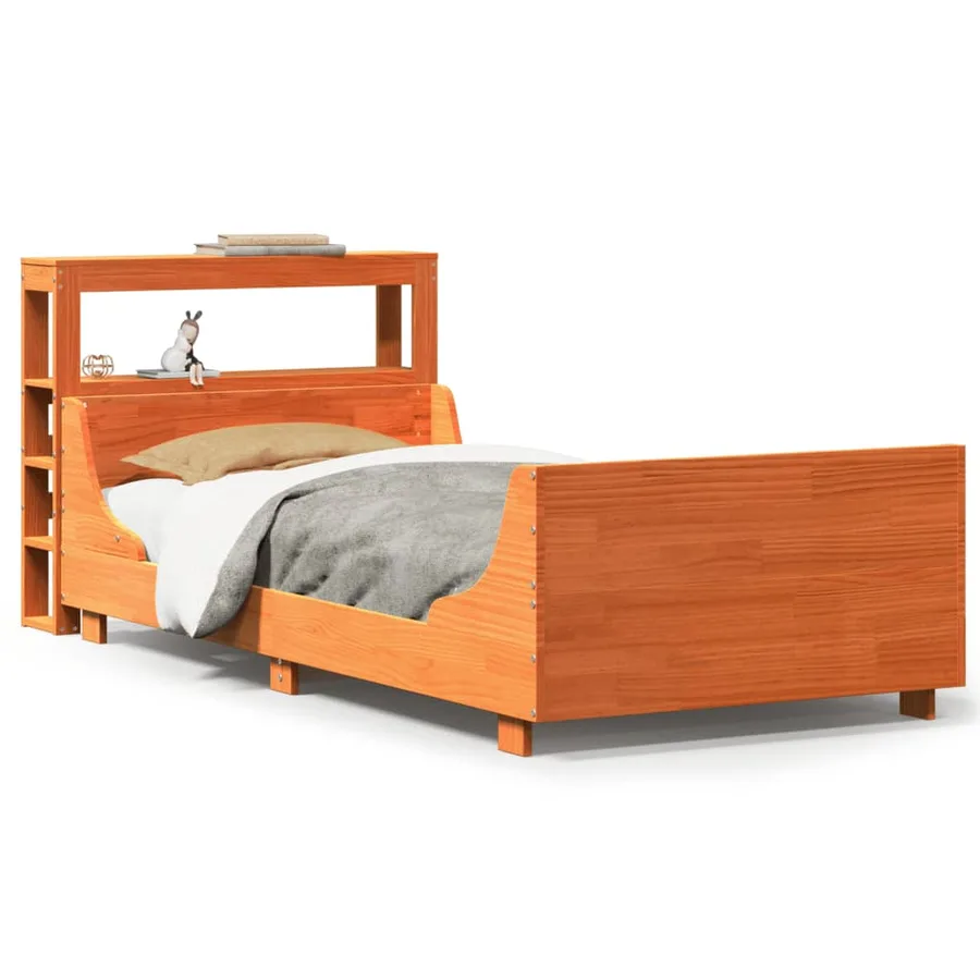 Cadre de lit sans matelas cire marron 75x190 cm bois pin massif - 2