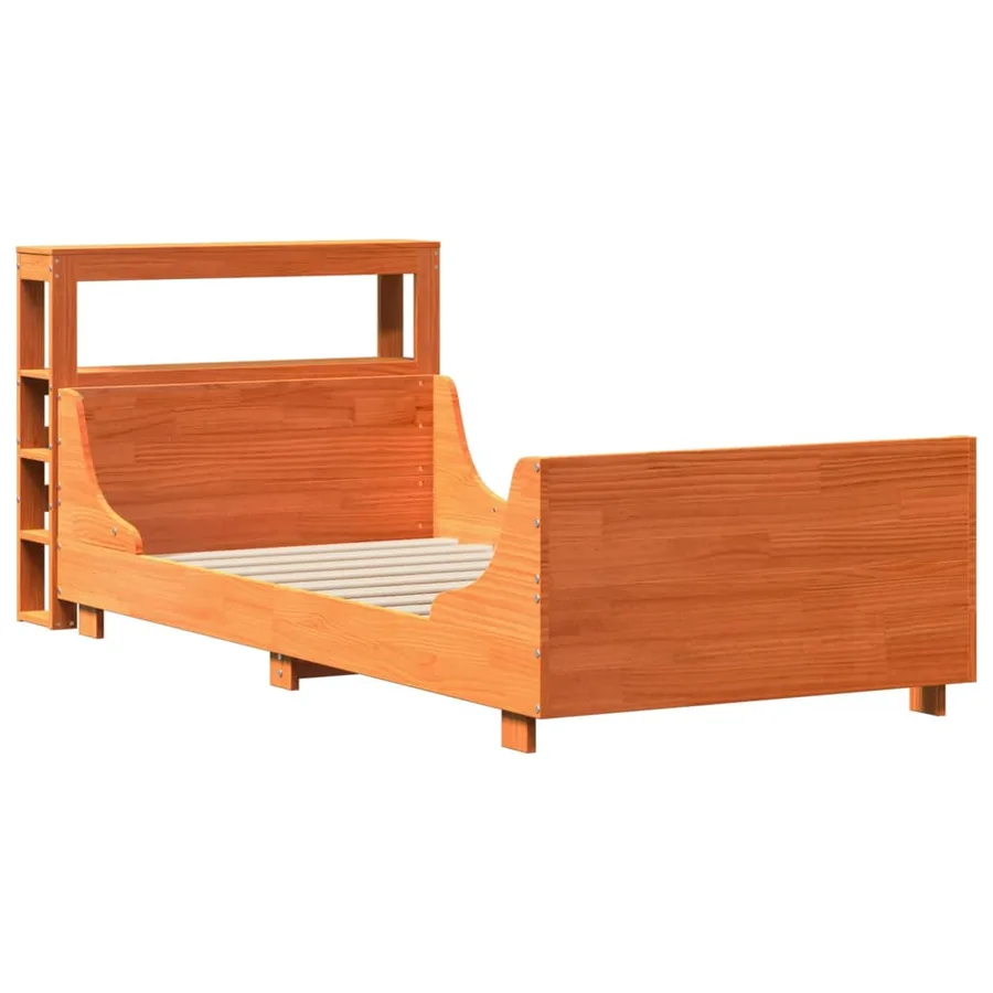 Cadre de lit sans matelas cire marron 75x190 cm bois pin massif - 3