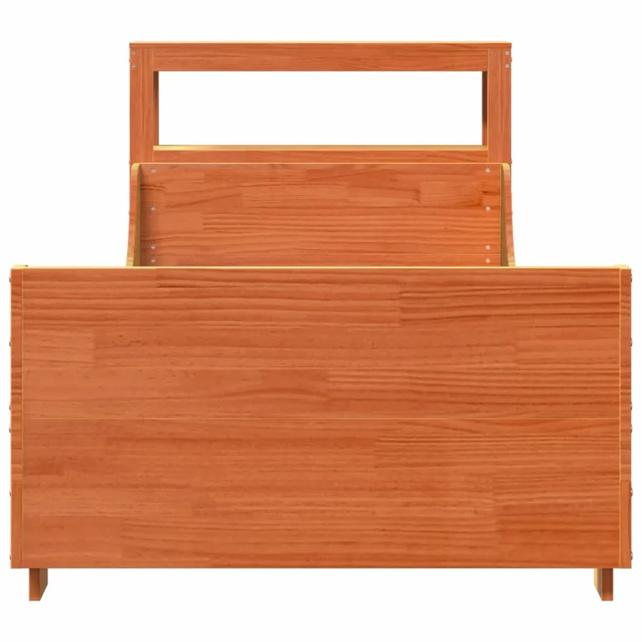 Cadre de lit sans matelas cire marron 75x190 cm bois pin massif - 4