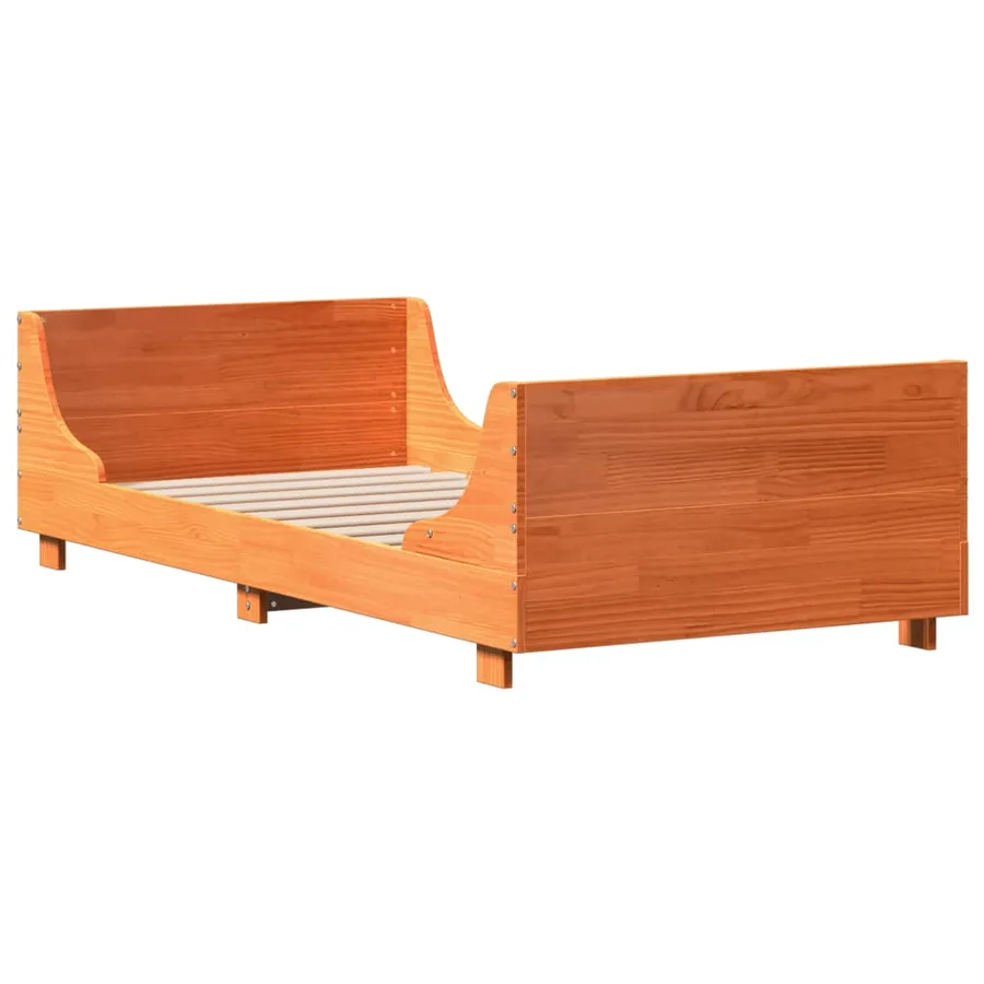 Cadre de lit sans matelas cire marron 75x190 cm bois pin massif - 5