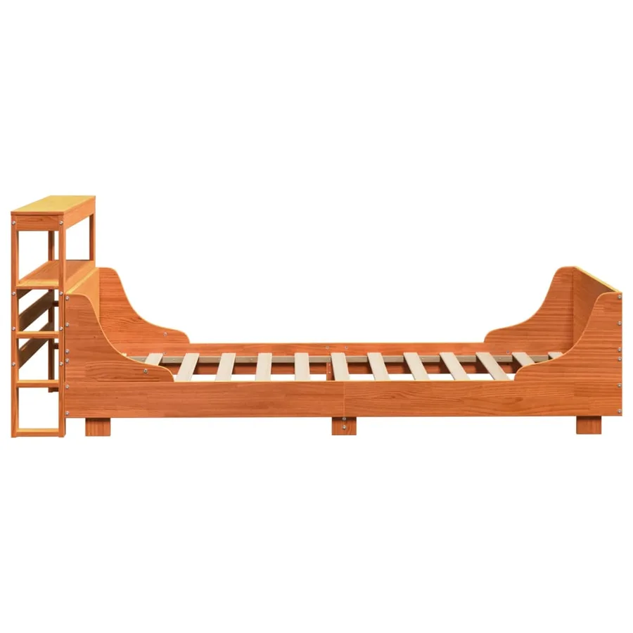 Cadre de lit sans matelas cire marron 75x190 cm bois pin massif - 7