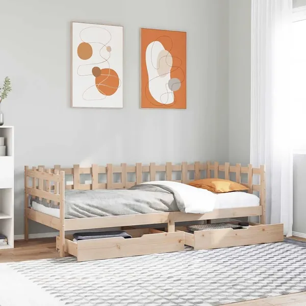 Lit de jour avec tiroirs sans matelas 80x200 cm bois massif