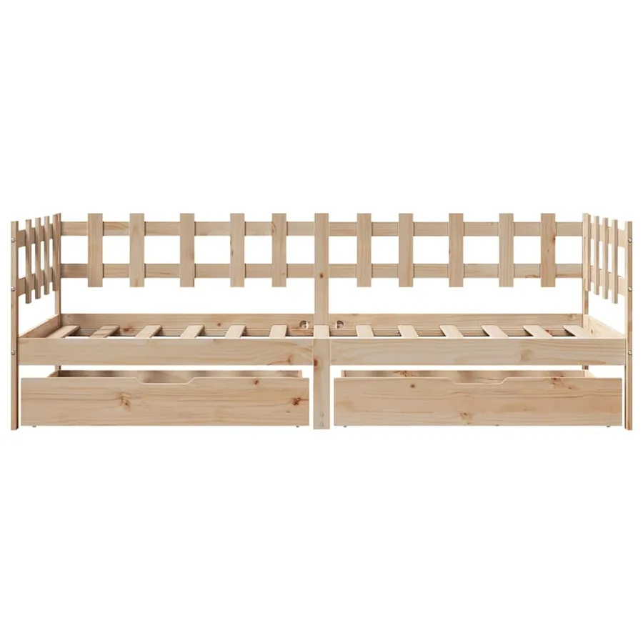 Lit de jour avec tiroirs sans matelas 80x200 cm bois massif - 4