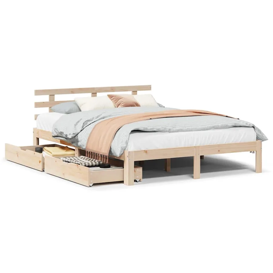 Cadre de lit avec tiroirs sans matelas 135x190 cm - 2