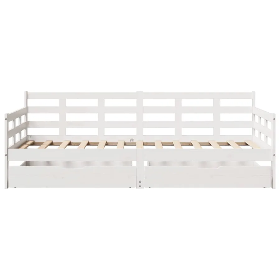 Lit de jour et tiroirs sans matelas blanc 90x200 cm bois massif - 4