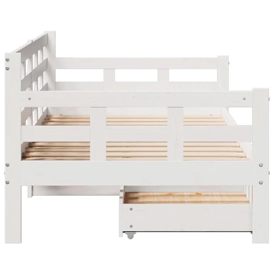 Lit de jour et tiroirs sans matelas blanc 90x200 cm bois massif - 5