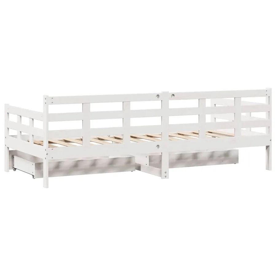 Lit de jour et tiroirs sans matelas blanc 90x200 cm bois massif - 6