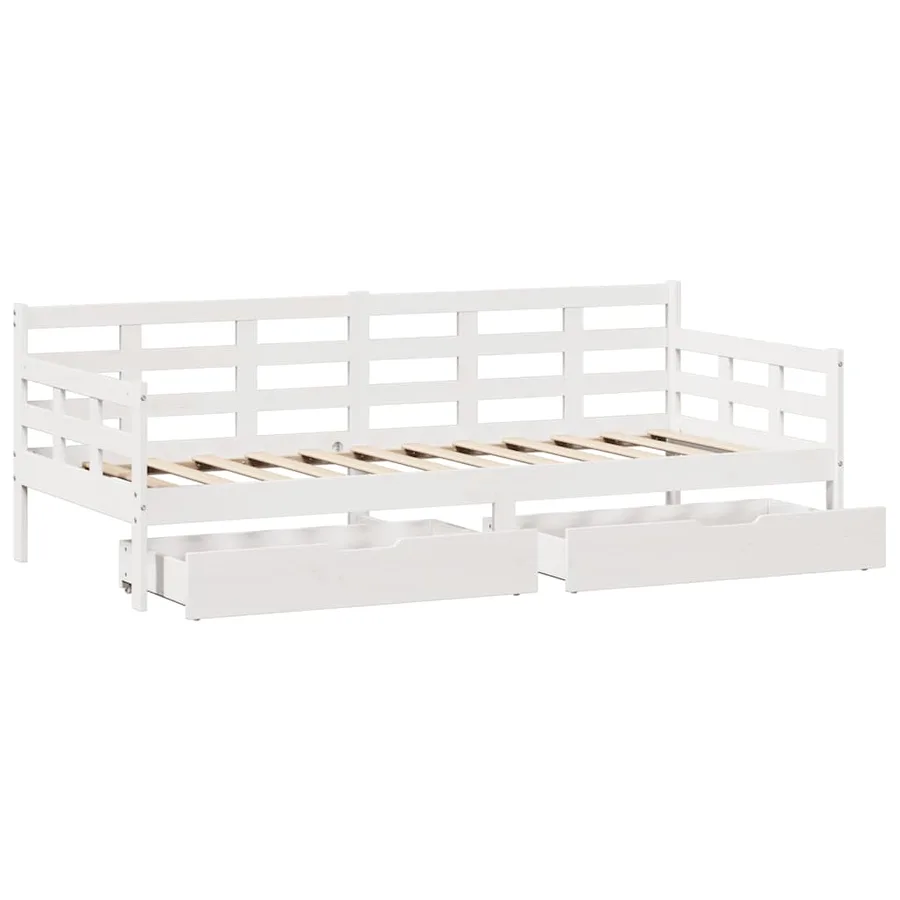Lit de jour et tiroirs sans matelas blanc 90x200 cm bois massif - 9