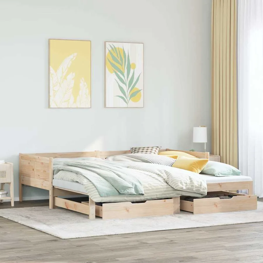 Lit de jour avec gigogne et tiroirs sans matelas 80x200 cm