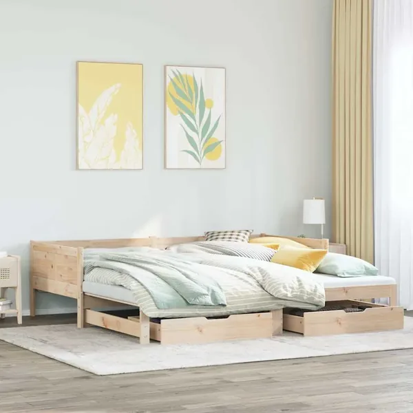 Lit de jour avec gigogne et tiroirs sans matelas 80x200 cm