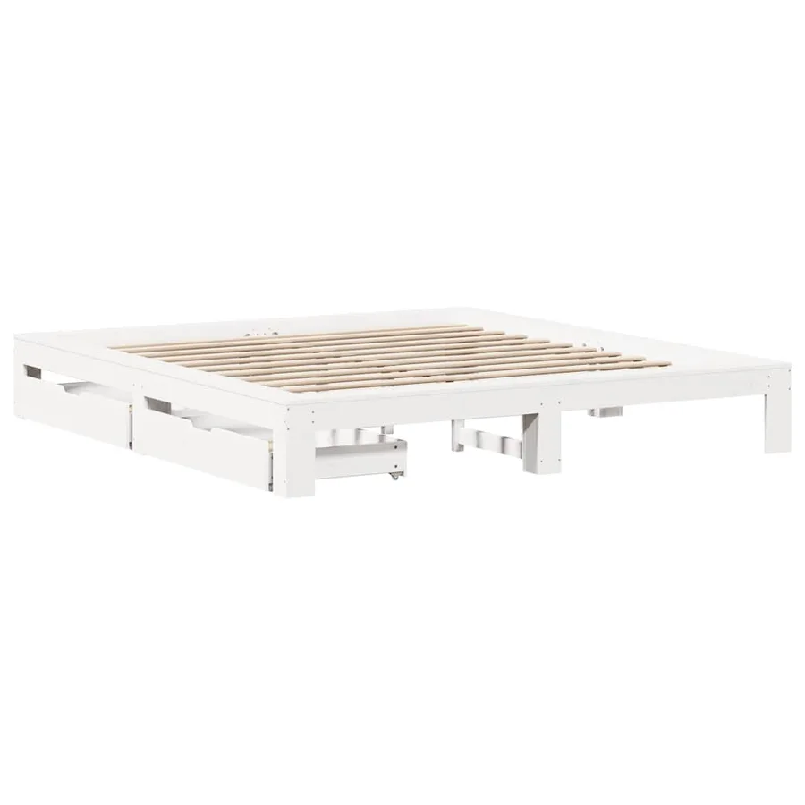 Cadre de lit sans matelas blanc 180x200 cm bois massif de pin - 3