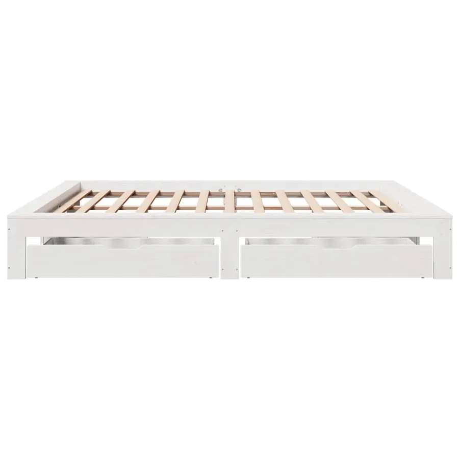 Cadre de lit sans matelas blanc 180x200 cm bois massif de pin - 7