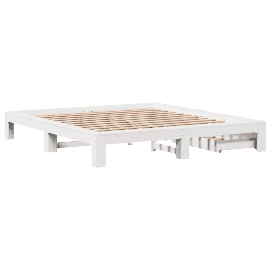 Cadre de lit sans matelas blanc 180x200 cm bois massif de pin - 8