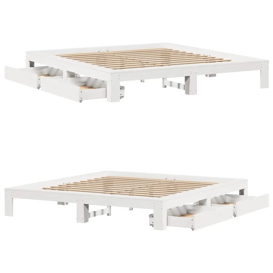 Cadre de lit sans matelas blanc 180x200 cm bois massif de pin - 9