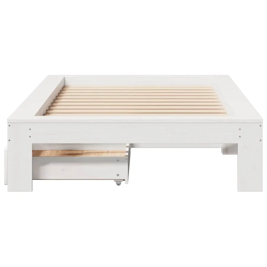 Cadre de lit sans matelas blanc 100x200 cm bois de pin massif - 4