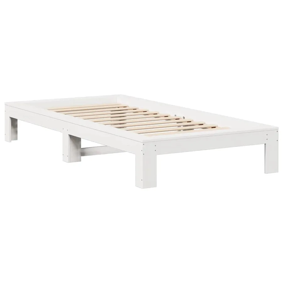 Cadre de lit sans matelas blanc 100x200 cm bois de pin massif - 5