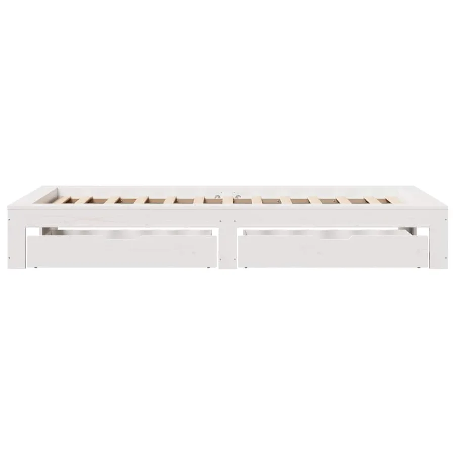 Cadre de lit sans matelas blanc 100x200 cm bois de pin massif - 7