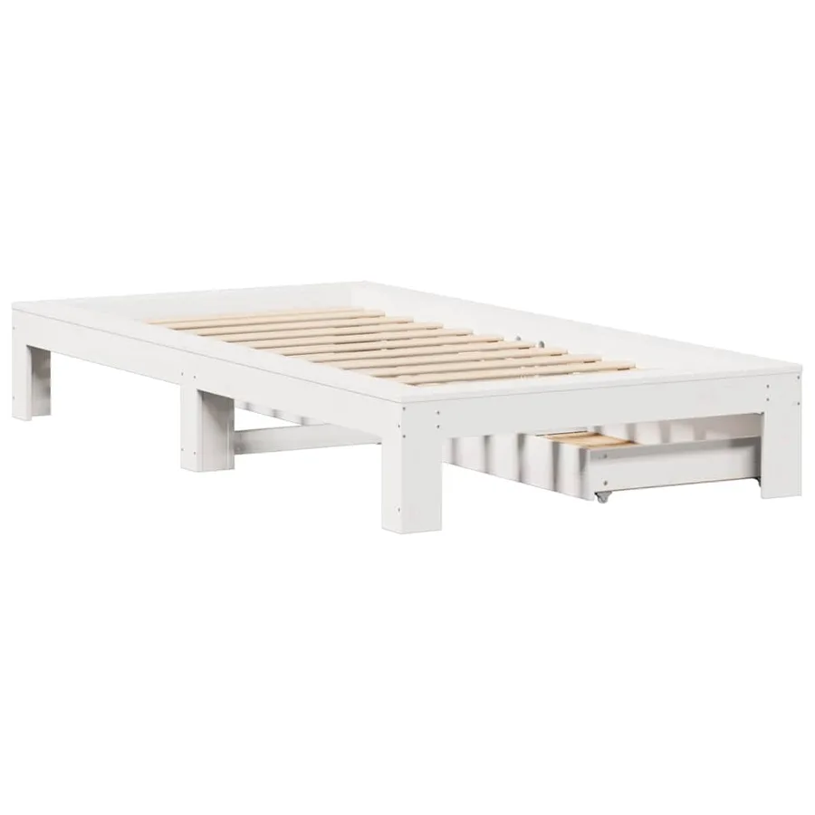 Cadre de lit sans matelas blanc 100x200 cm bois de pin massif - 8