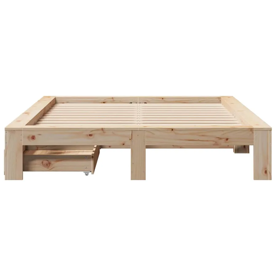 Cadre de lit sans matelas 160x200 cm bois massif de pin - 4