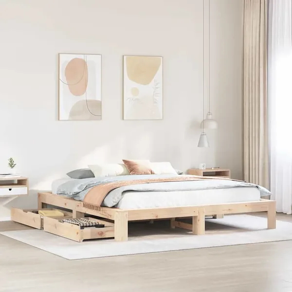 Cadre de lit sans matelas 200x200 cm bois massif de pin