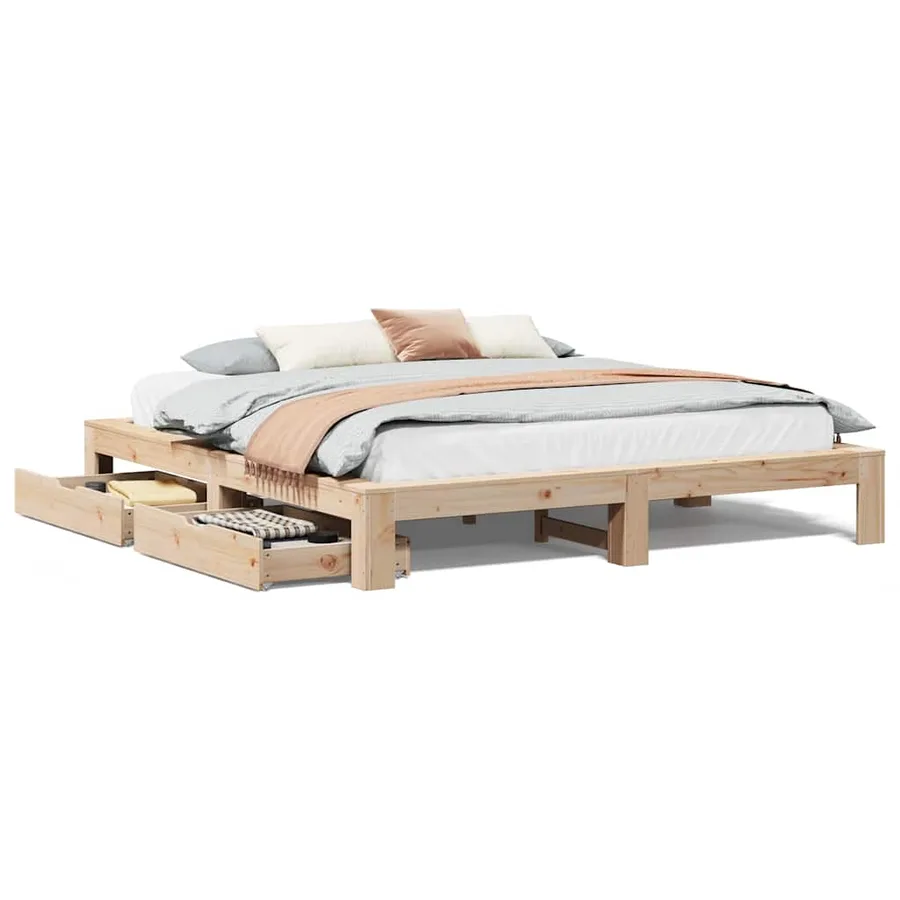 Cadre de lit sans matelas 200x200 cm bois massif de pin - 2