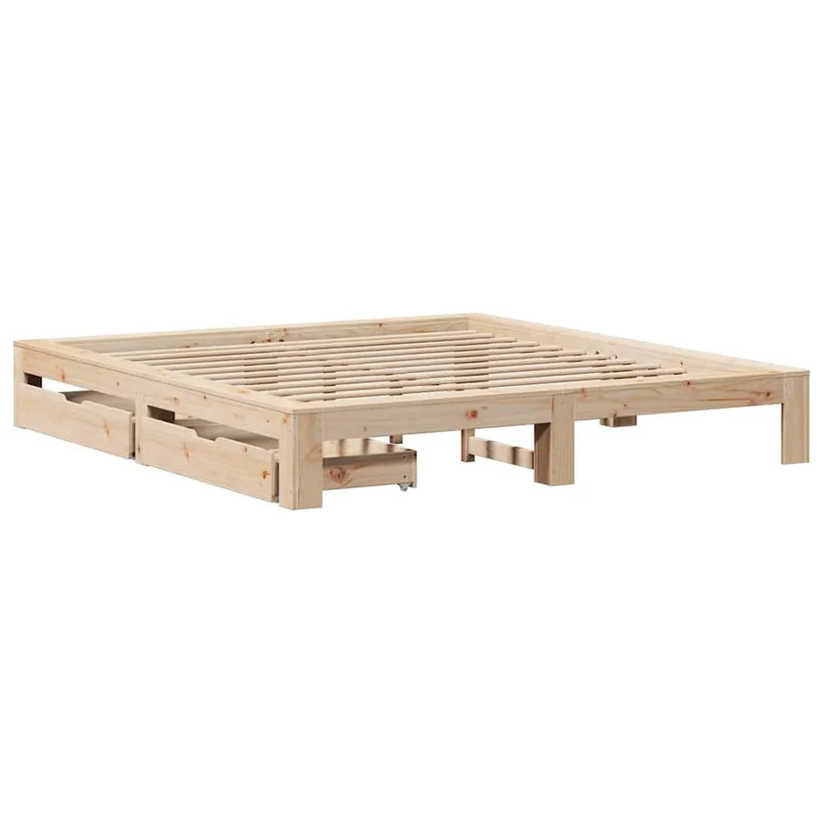 Cadre de lit sans matelas 200x200 cm bois massif de pin - 3