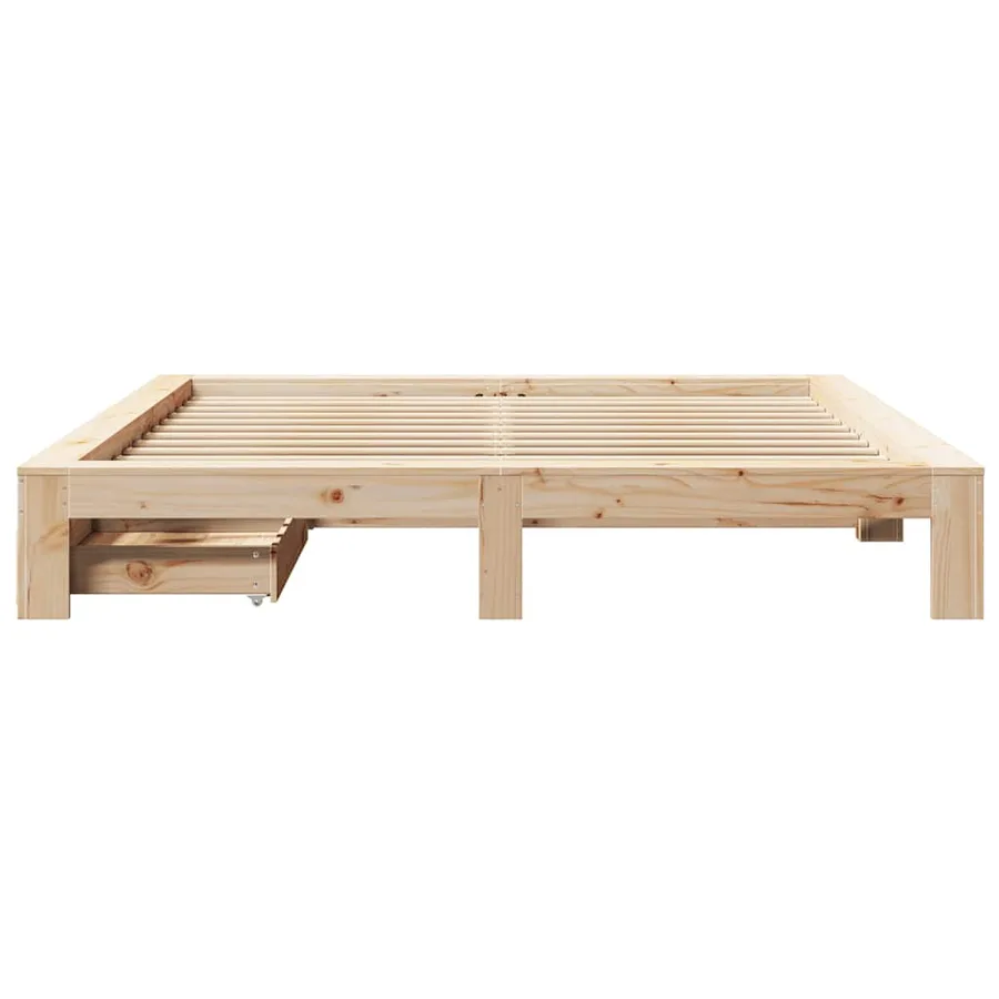 Cadre de lit sans matelas 200x200 cm bois massif de pin - 4