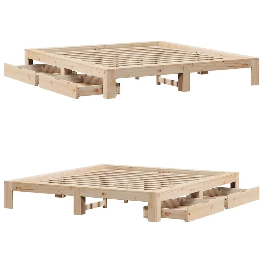 Cadre de lit sans matelas 200x200 cm bois massif de pin - 9