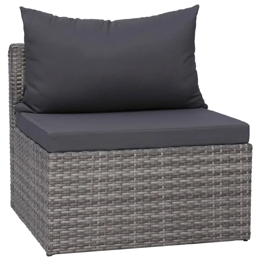 Salon de jardin 9 pcs avec coussins Résine tressée Gris - 13