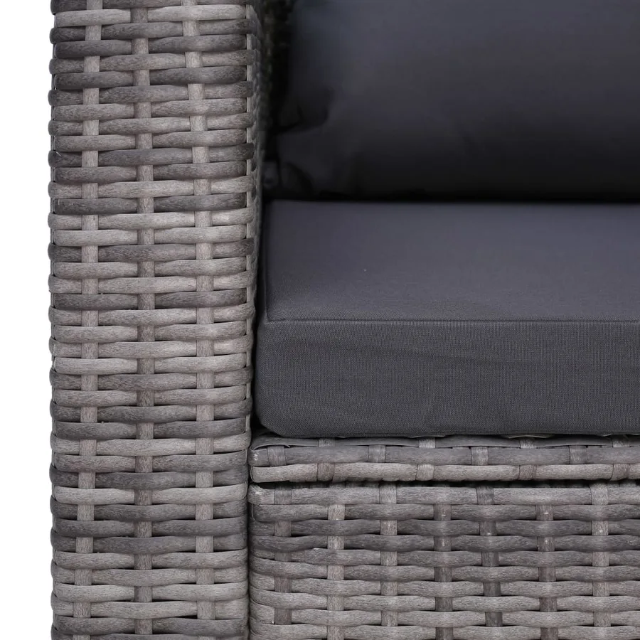 Salon de jardin 9 pcs avec coussins Résine tressée Gris - 18