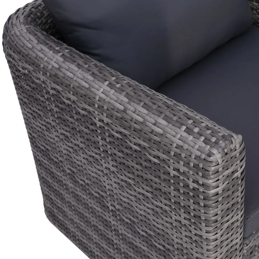 Salon de jardin 9 pcs avec coussins Résine tressée Gris - 19