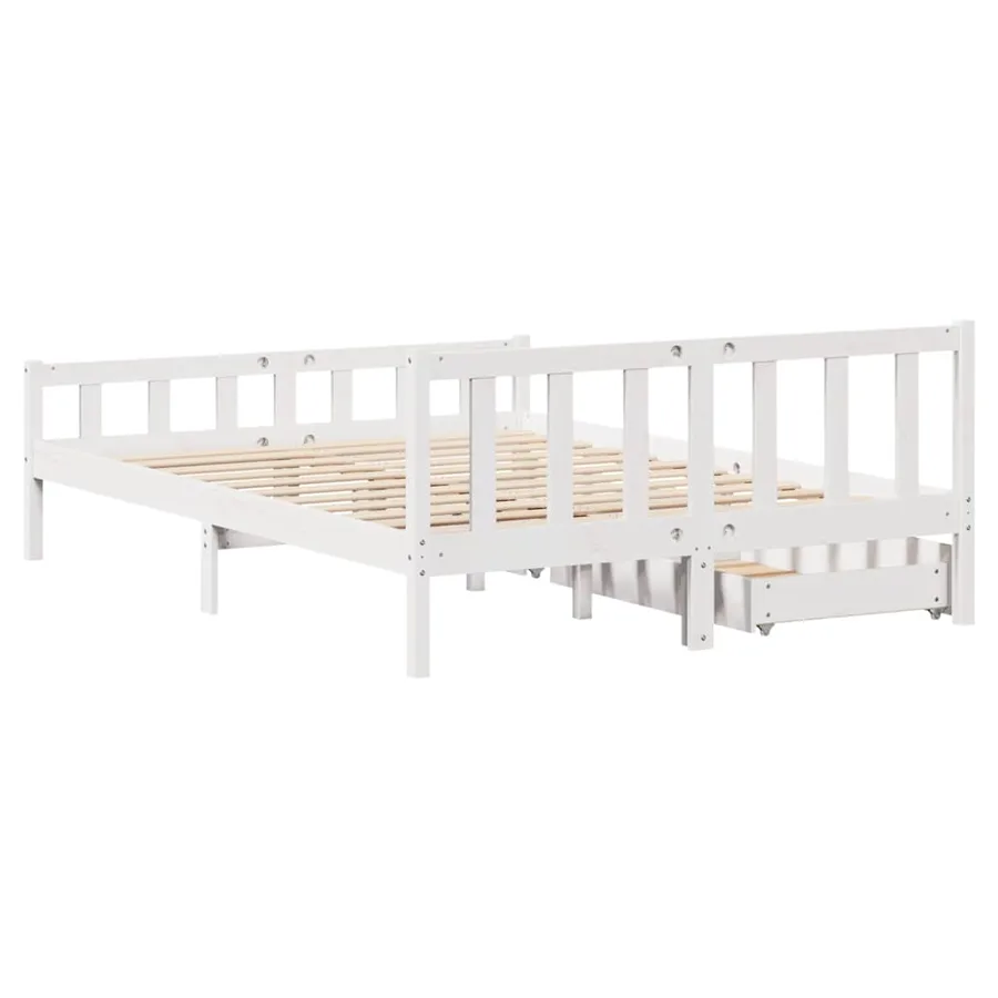 Cadre de lit sans matelas blanc 160x200 cm bois de pin massif - 6