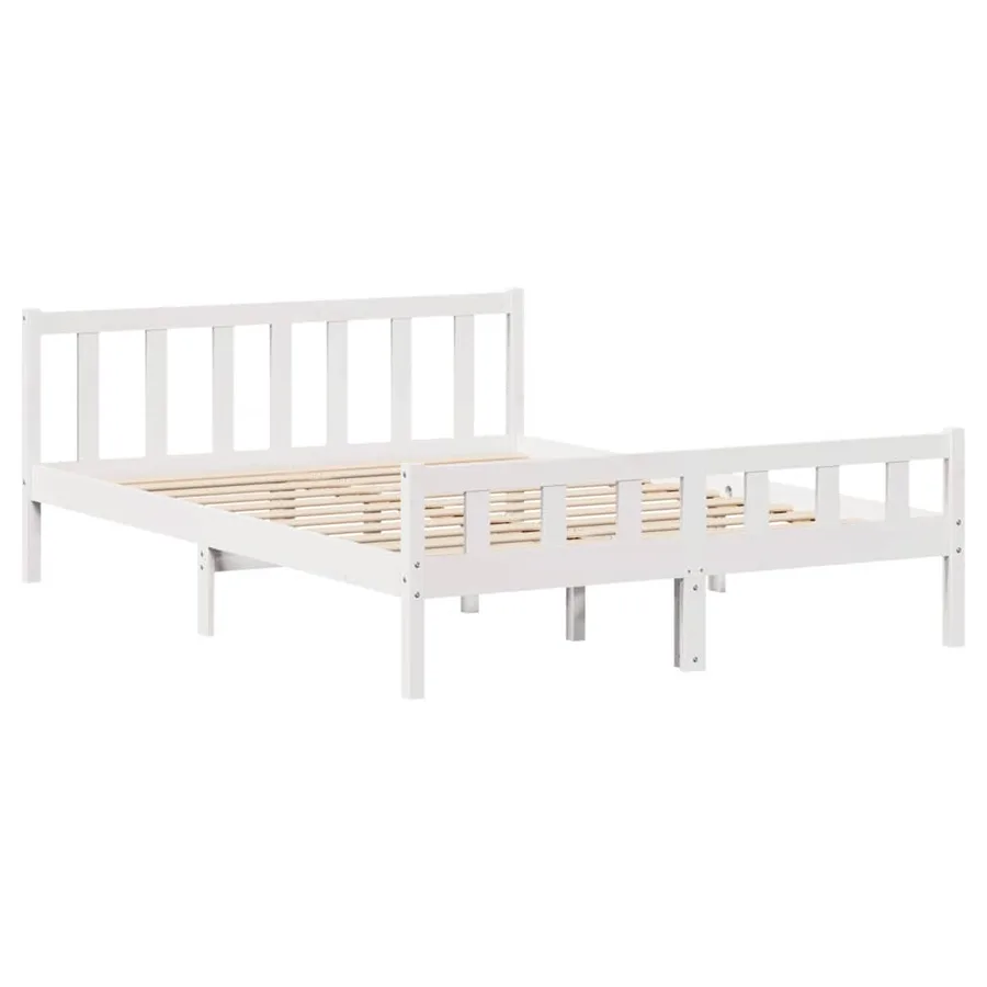 Cadre de lit sans matelas blanc 160x200 cm bois de pin massif - 7