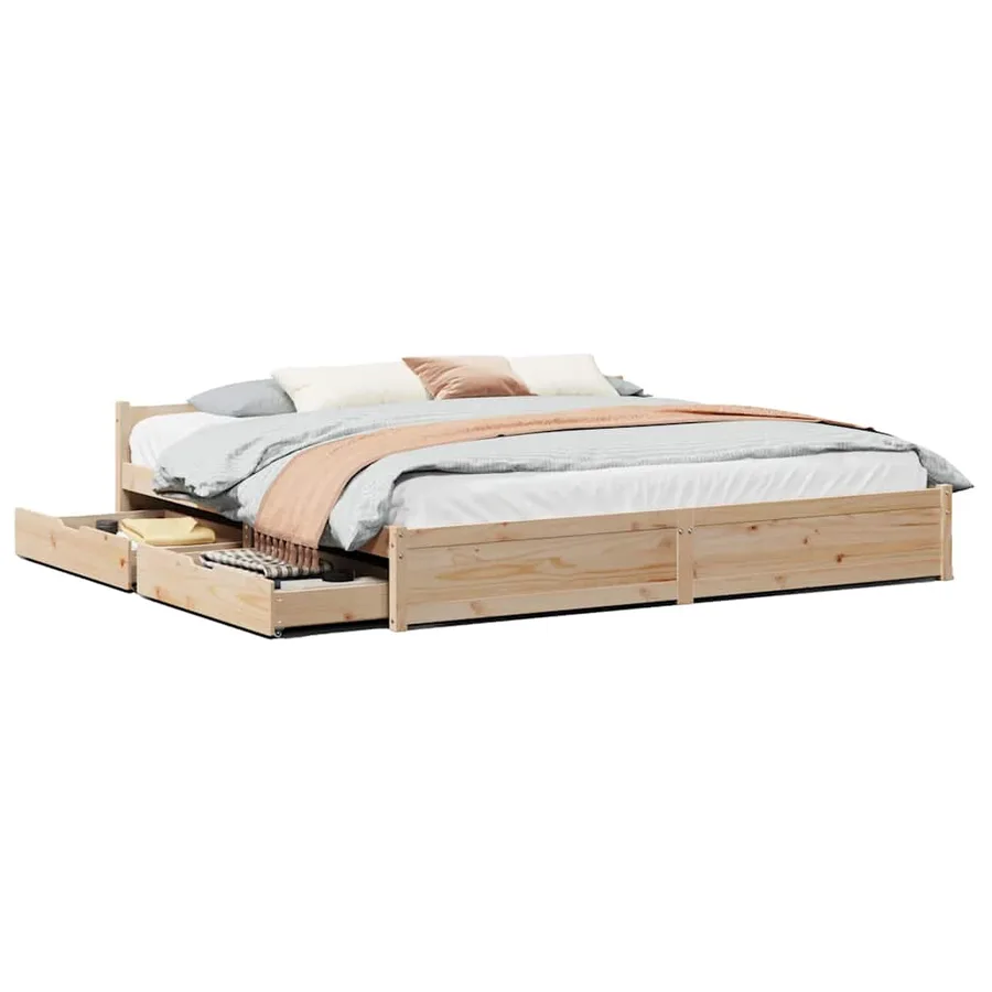 Cadre de lit sans matelas 180x200 cm bois massif de pin - 2
