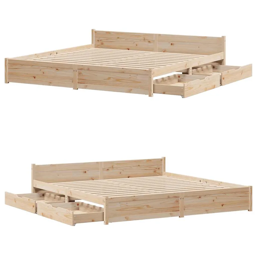 Cadre de lit sans matelas 180x200 cm bois massif de pin - 9