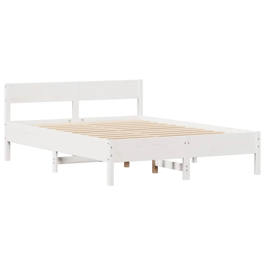 Cadre de lit sans matelas blanc 150x200 cm bois de pin massif - 5