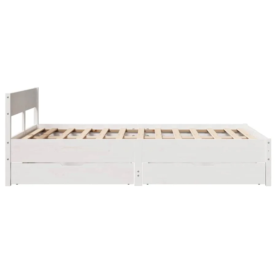 Cadre de lit sans matelas blanc 150x200 cm bois de pin massif - 7